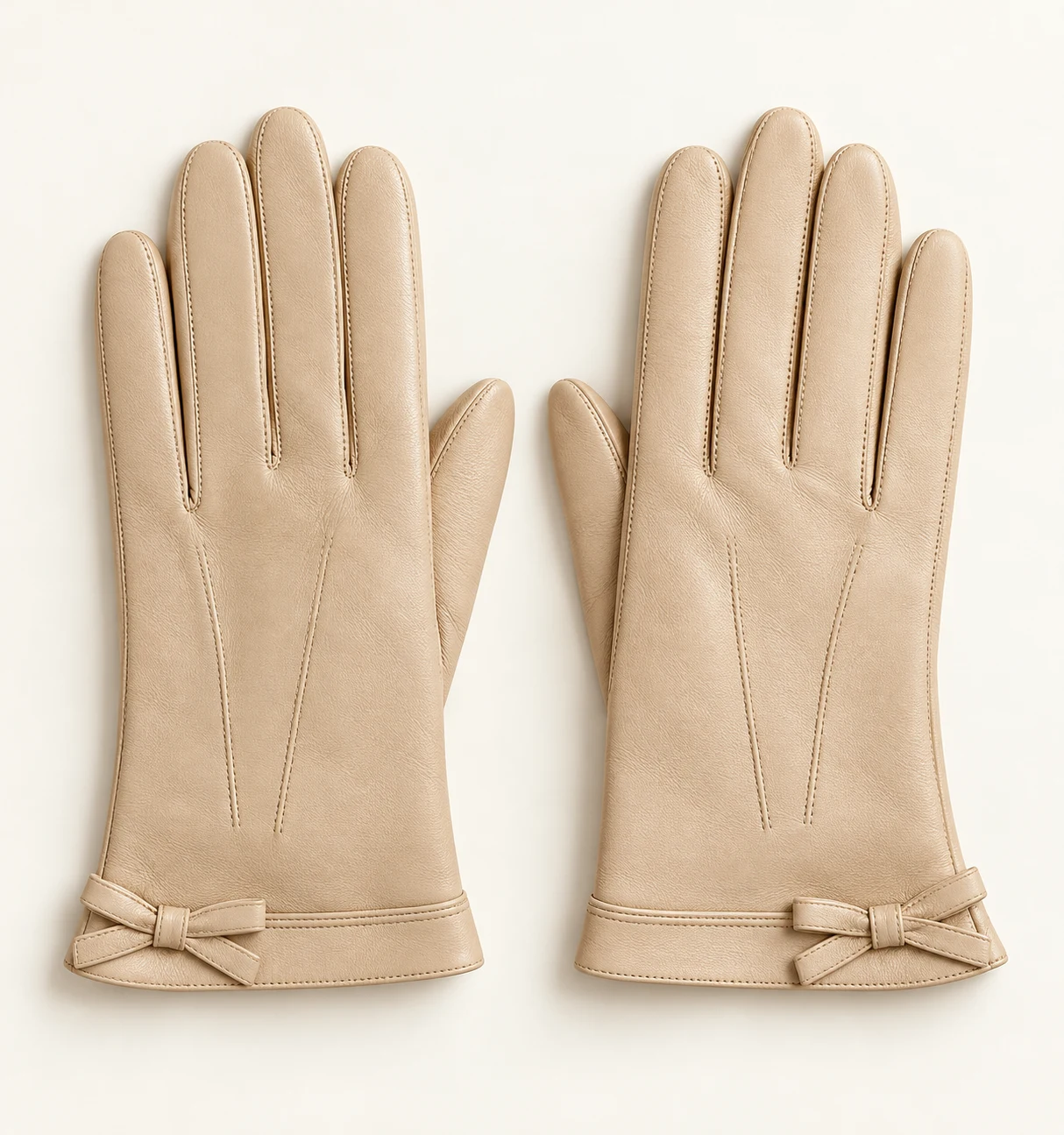 Champagne Colette Champagne leather gloves
